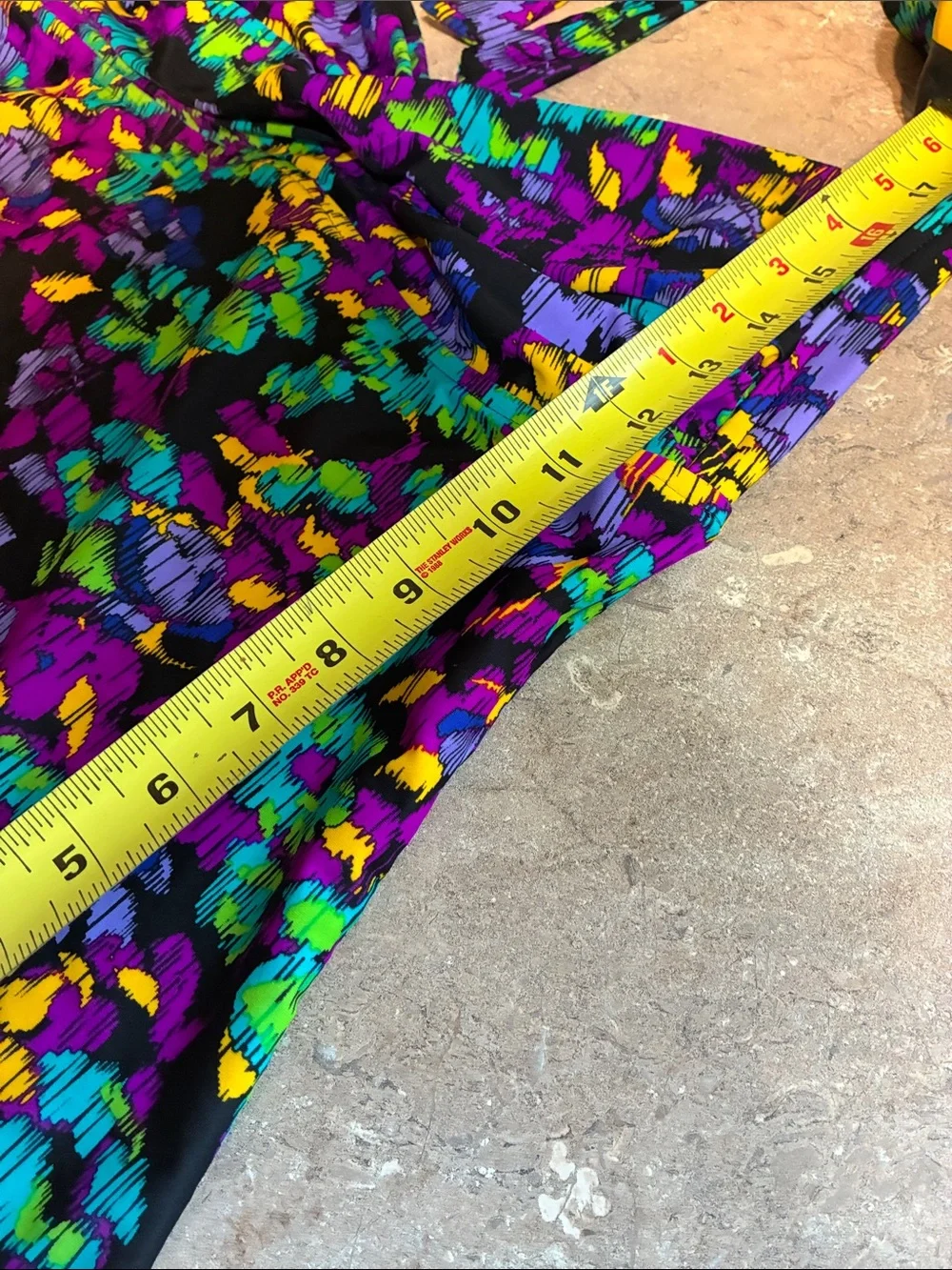 Allen B Vibrant Floral Tankini Set in Purple, Teal & Yellow Top- 12 Bottom- 10 - Picture 14 of 14
